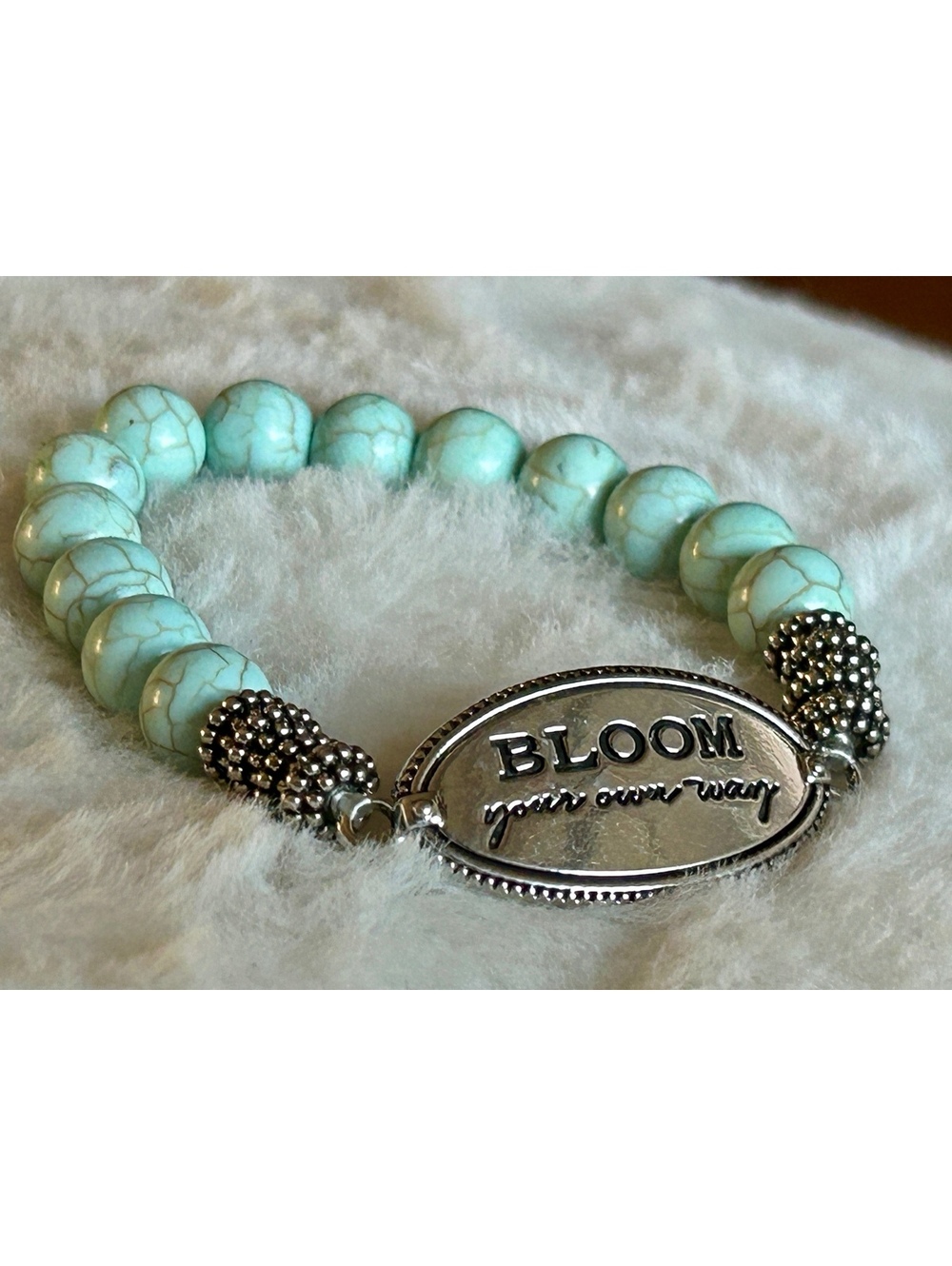 Bloom Inspirational Turquoise Beaded Bracelet